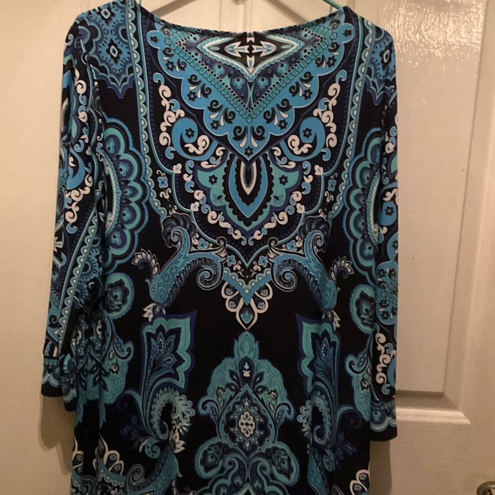 Chico's Blue and Black Long Sleeve Dress - Picture 3 of 4